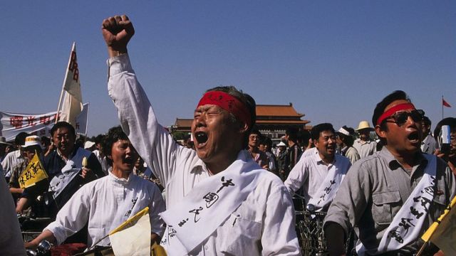 Hình ảnh những người biểu tình tại Quảng trường Thiên An Môn năm 1989