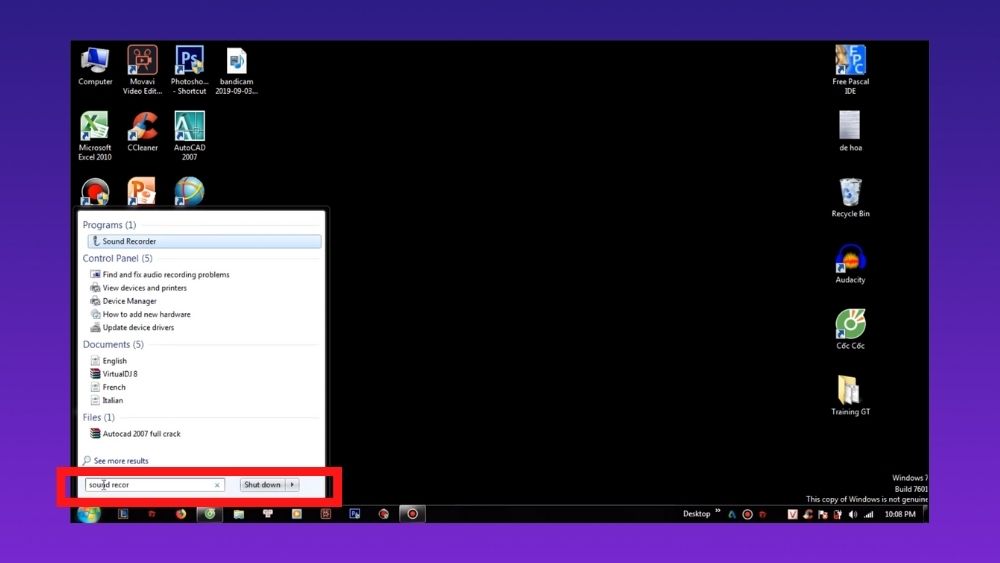 Hướng dẫn ghi âm máy tính Windows 7.8 bước 1