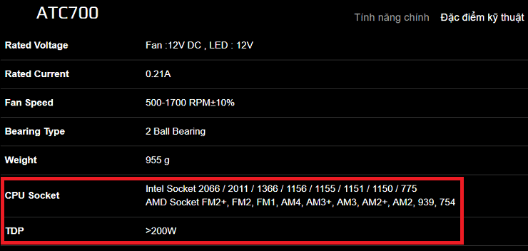 Thông số kỹ thuật khi chọn mua tản nhiệt CPU