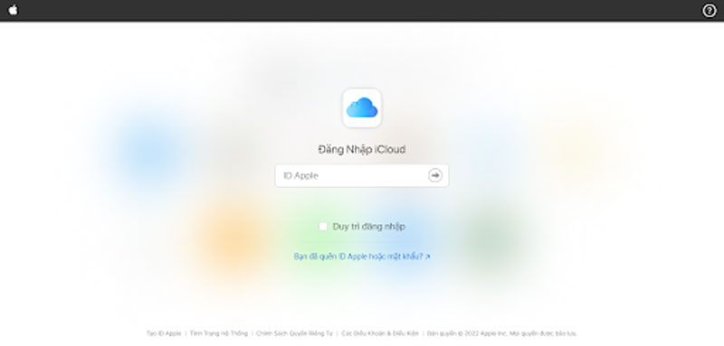 Đăng nhập tài khoản iCloud để tiến hành khôi phục mật khẩu iPhone